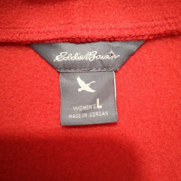 Eddie Bauer Ladies Size Large Red 1/4 Zipper Fleece Pullover - Picture 3 of 11
